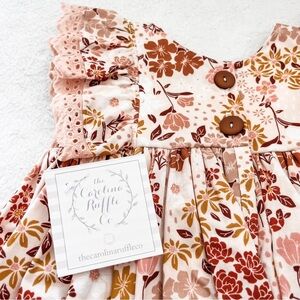 NWT Boutique handmade toddler girls 2T floral dress with ruffle sleeves